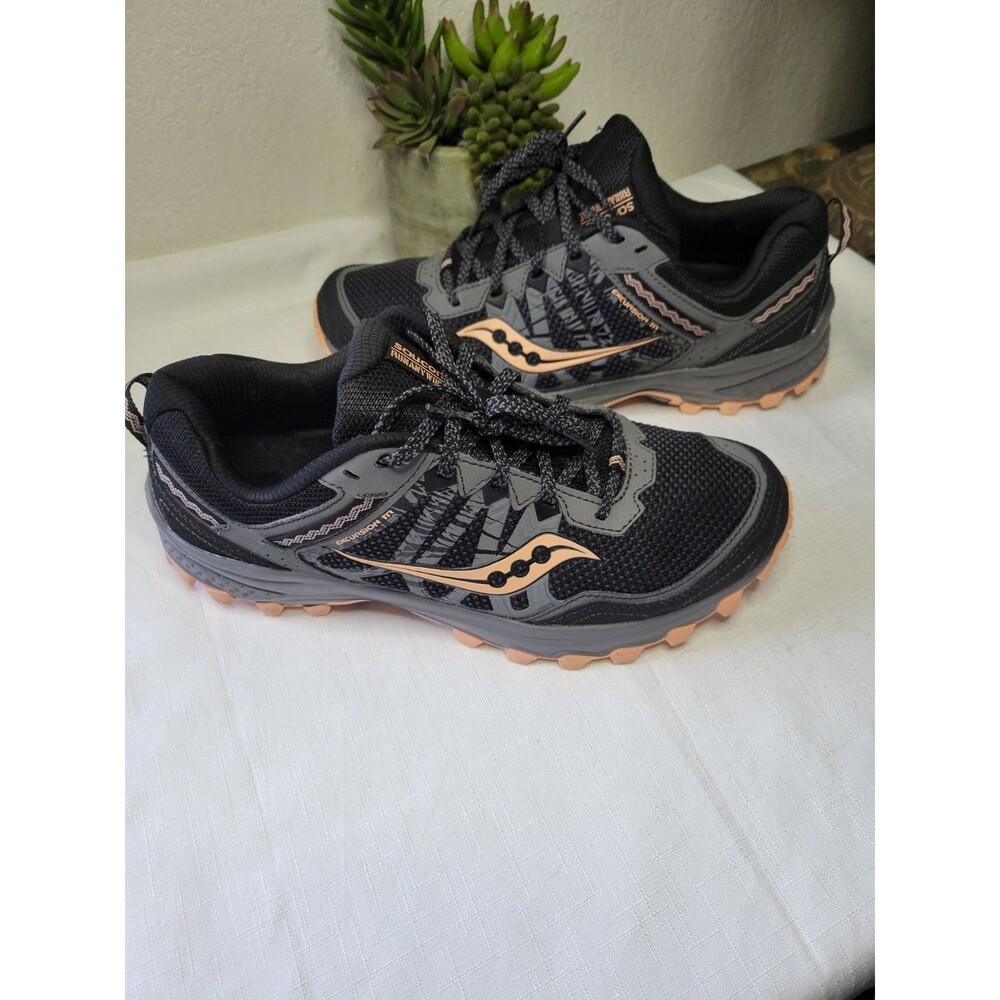 SAUCONY WOMEN GRID EXCURSION TR12 Grey/Peach Trail Running Walking S10452-Sz 10